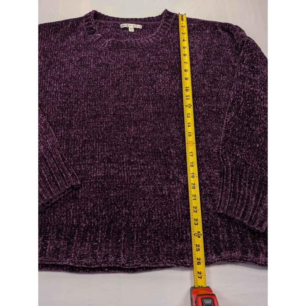 Seven7 Womens XXL Chenille Sweater Blackberry Wine Purple Crewneck Cozycore - Picture 3 of 7